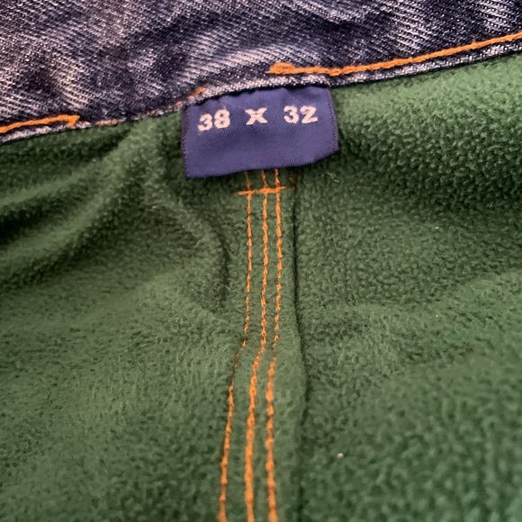 USA Works Men’s Size 38x32 Fleece Lined Jeans Blue Outdoors. Hunting Warm 876 - Picture 2 of 6